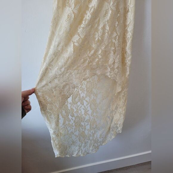 Trixxi Cream Lace High Low Dress Sleeveless Tube Top Boho Fairy Gypsy Medium - Picture 7 of 12